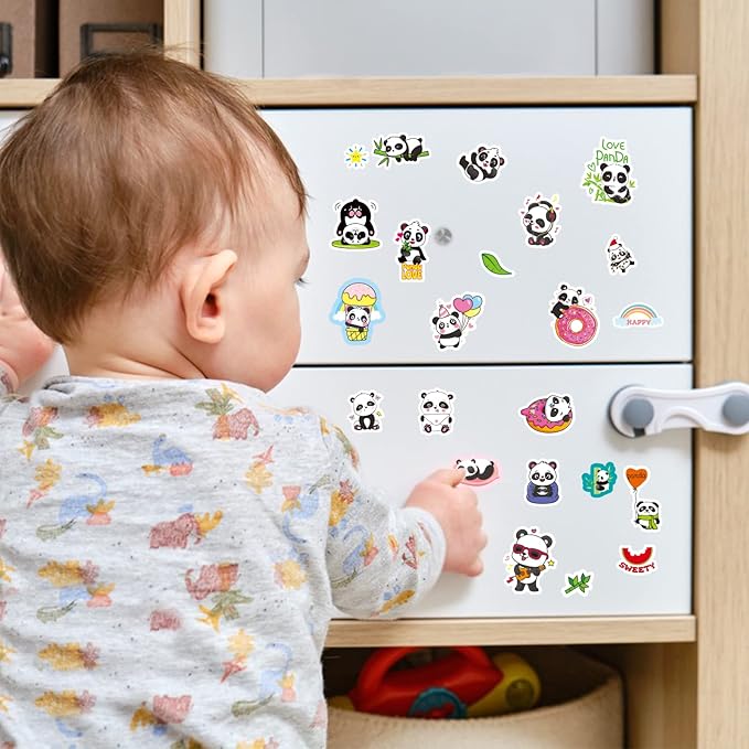 Cute Panda Stickers Cool Funny Panda Adhesive Waterproof Stickers 665 Counts for Zoo Animal Birthday Invitations Envelopes Decorations Party Goodie Gifts Bags Decor School Game Class Rewards