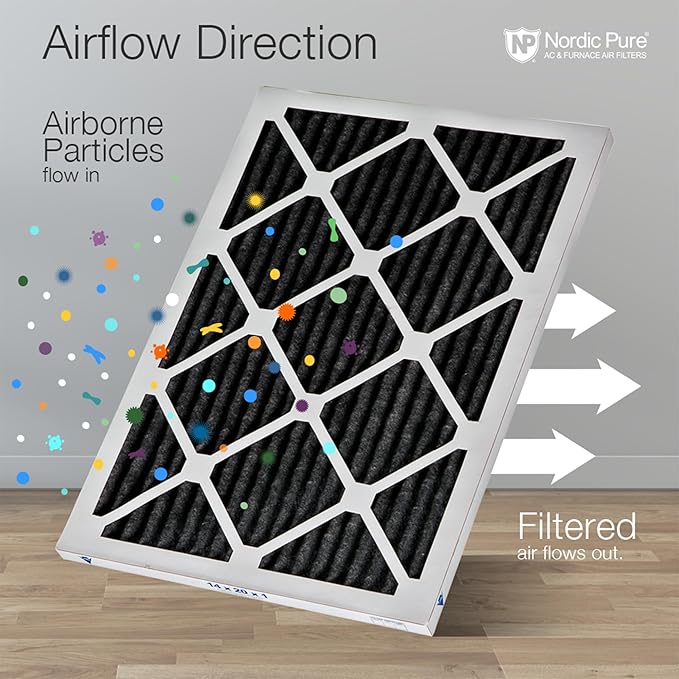 Nordic Pure 12x24x1 (Actual Size: 11 1/2 x 23 1/2 x 3/4) Pure Carbon Pleated Odor Reduction Furnace Air Filters 3 Pack
