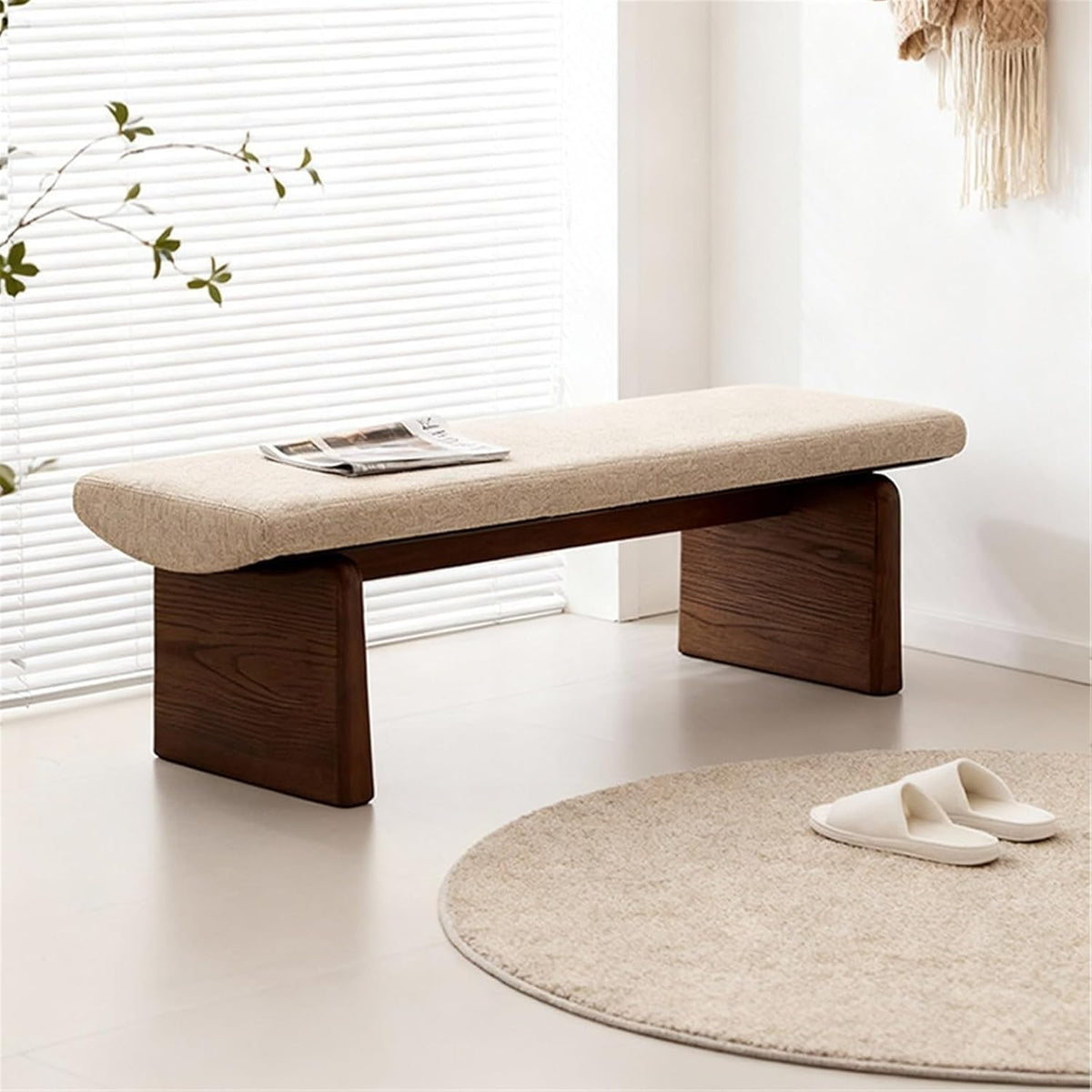 Modern Wooden Sofa Bedroom Bed end Bench Hotel Leisure Entryway(Large)