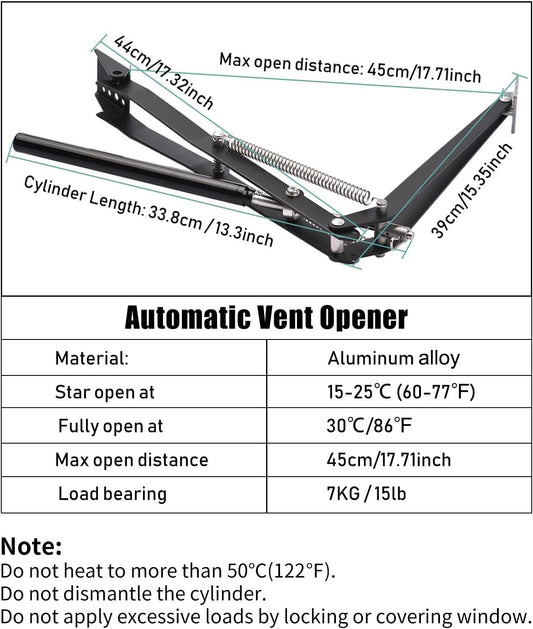 Auto Vent Opener Automatic Greenhouse Windows Opener Temperature Sensitive Roof Vent Opener Auto Vent Kit Gardening Tools Greenhouse Accessories Hothouse Roof Vent Kit (Dual Spring Up to 30lbs)