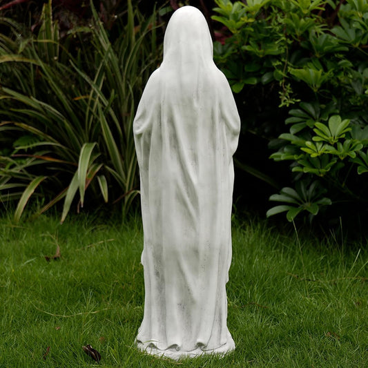Outdoor Virgin Mary Statue, Large Garden Sculptures for Outside, Tall Praying Mother Religious Decorations for Home Yard Patio Lawn Hallway Decor, Grey
