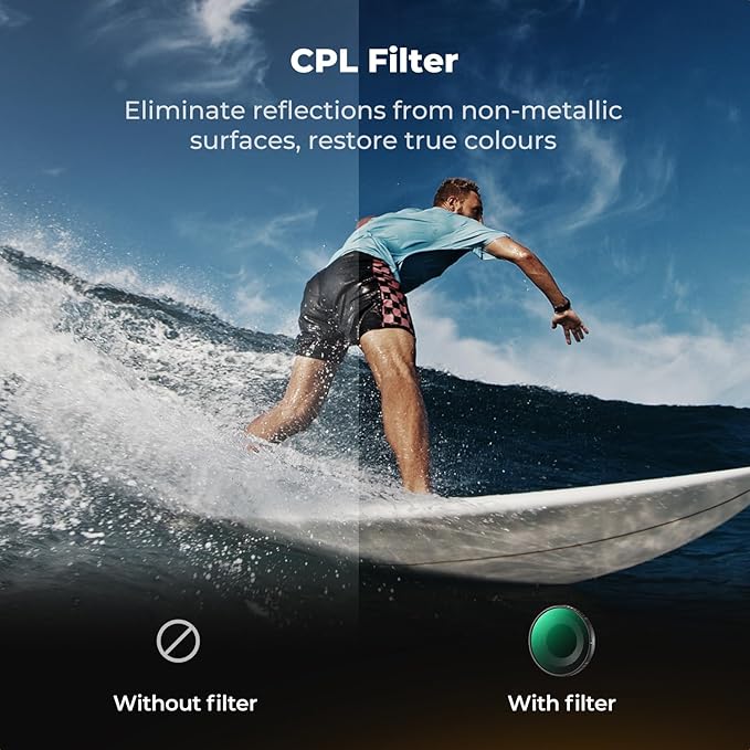 K&F CONCEPT HD CPL ND Filter Kit Compatible with DJI Osmo Action 6 Essential Combo, CPL ND8 ND16 ND32 ND64 ND256 Screw On Fit Action Camera Neutral Density Polarising Filter Optical Glass Multi-Coated