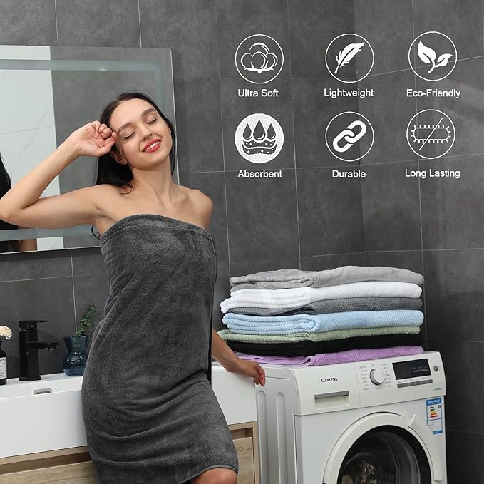 MINCHI 8 Piece Bath Towels Set, 600 GSM Absorbent Bathroom Towel for Home and Hotel Oversize Towel Sheet, 2 Large Bath Towels 35x70 inches, 2 Hand Towels,4 Wash Cloths, Dark Gray