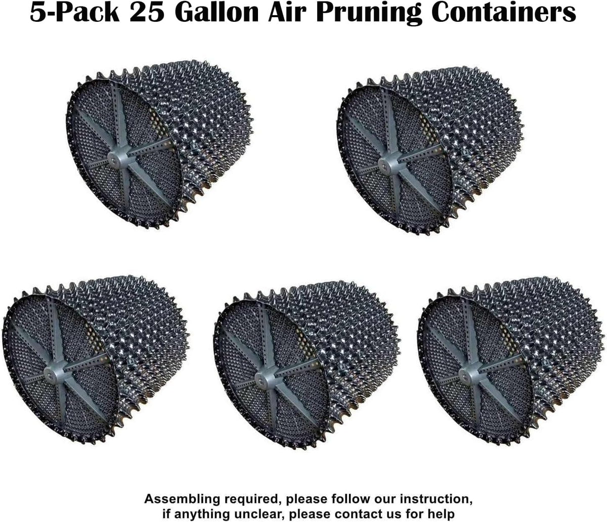 25 Gallon Air Pruning Containers 5-Pack, 100 Liter 20" X 20" D/H Special Packing Interlocked Large Air Root Pruning Planters for Big Tree Grow Outdoor(5 Pack 26 Gallon), Black