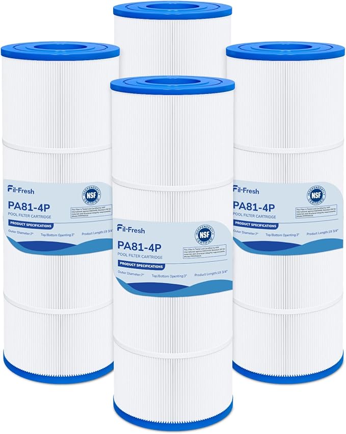 Fil-fresh C3030 Pool Filters Cartridge Compatible with Hayward SwimClear C3030, C3025, C3020, Replaces Hayward CX580XRE, Pleatco PA81, Unicel C-7483, 4×81 sq. ft, 4-Pack