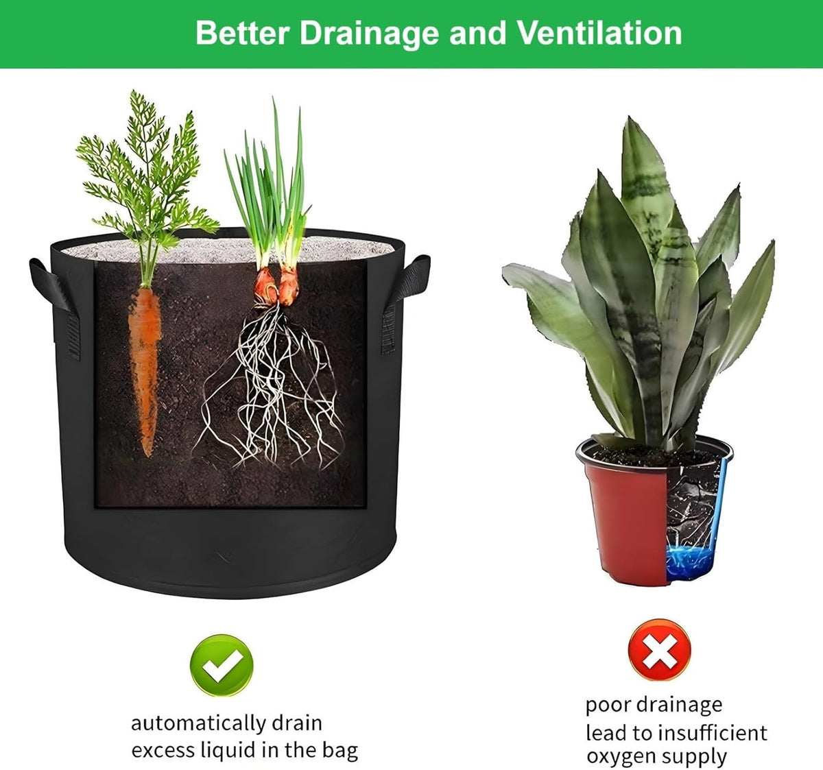 10-Gallon 10 Pack Grow Bags,Thickened Aeration Fabric Growing Pots Planters with Handles for Planting Vegetables Plants,Black