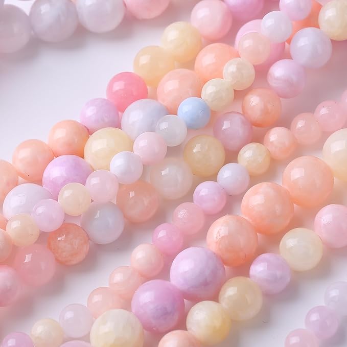 Colorful Rice Topaz Stone Beads Gemstone Round Crystal Energy Jade Beads Stone Beads for Jewelry Making DIY Bracelet Necklace Jewelry Making 1 Strand 15.5inch 31PCS 12MM