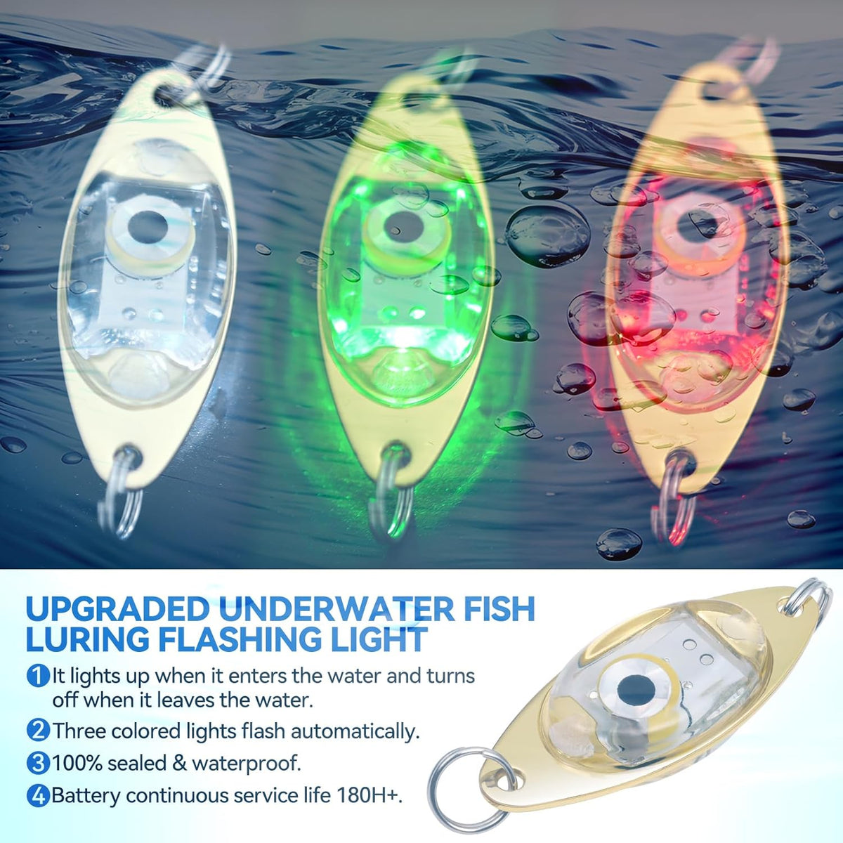LED Underwater Fishing Lures,LED Lighted Bait Flasher,Deep Drop Fishing Lures,Fish Eye Attractive Light Bait Lure Lamp 5PCS