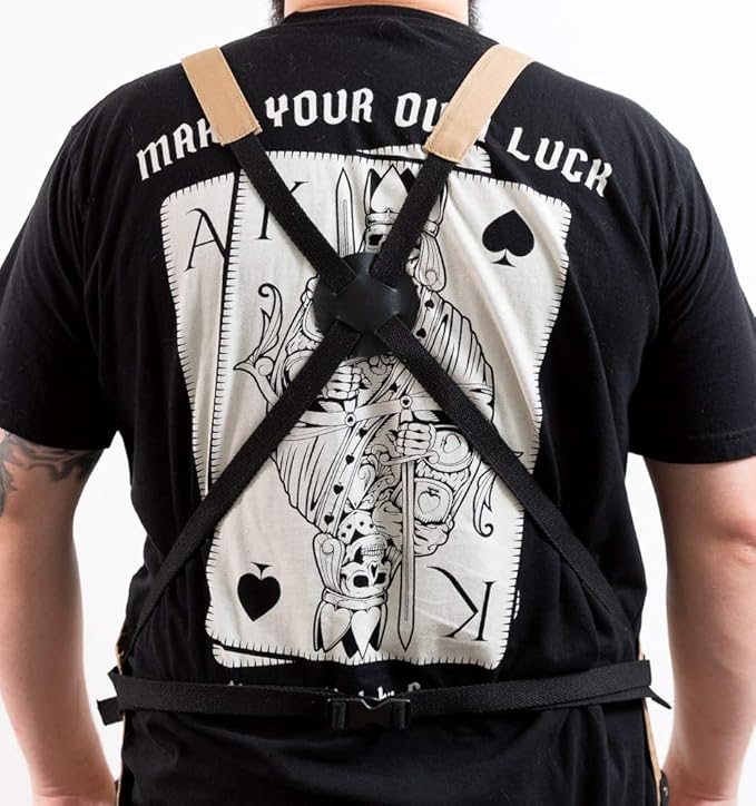 JayCee Apron for BBQ, Grill, Chef, Hobby and Workshop, 5 Pockets, Cross-Back, 2 Tool/Towel Loops, 10 oz Cotton, Great Gift