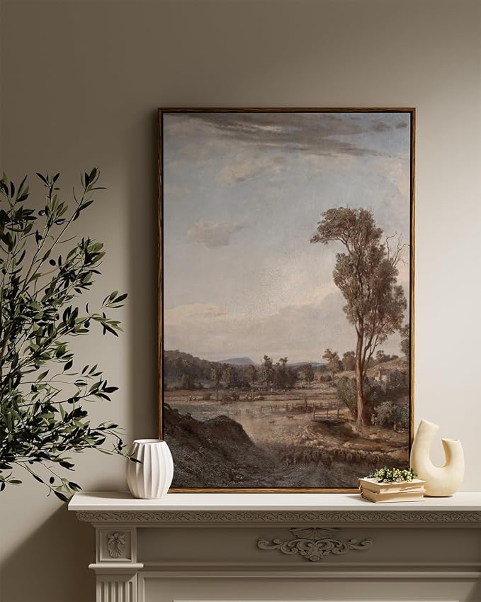 InSimSea Framed Wall Art for Living Room Classical Landscape Canvas Wall Decor Rustic Countryside Scenery Artworks Print Bathroom Pictures Wall Decorations Large Farmhouse Wall Art Home Decor 24x36in