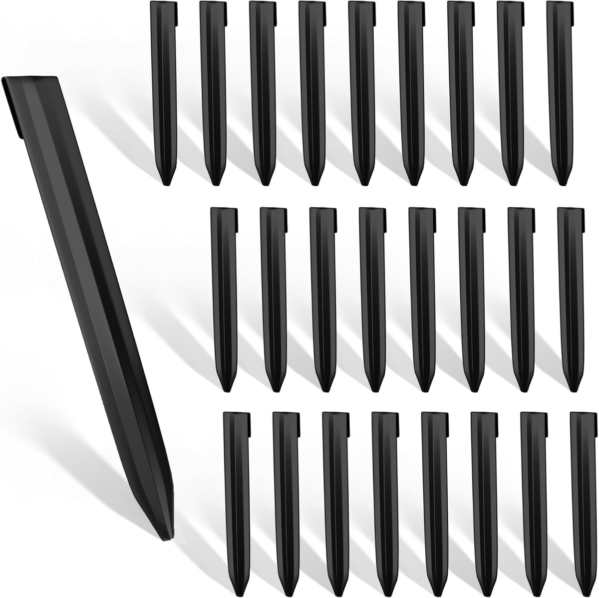 Worth Landscape Edging Stakes, 26Pcs 8Inch Corrugated Metal Garden Stakes Steel Bender Board Anchoring Spikes, Black