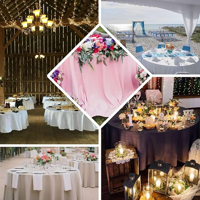 Efavormart Round Tablecloth, 108 Inch Stain & Wrinkle Resistant Washable Table Cloth, Decorative Polyester Fabric Table Cover for Banquet, Wedding, Dining- Purple