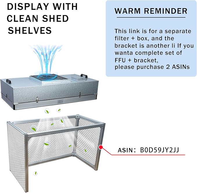 HEPA H14-Filter Laminar Flow Hood Updated FanFilter Unit(Include HEPA Filter)100/ISO Class 5 Cleanroom/Laboratory/Cleanroom/Mushroom Room, Laminar Air Flow Hood(46.2"x22.6"110V)