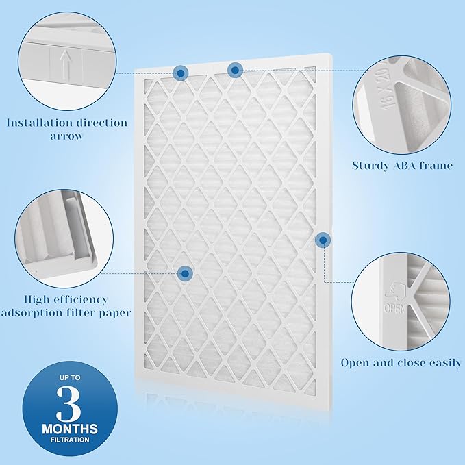 20x25x1 MERV 11 Air Filter, Quality AC/HVAC Furnace Filter,2 Reusable ABS Frame + 8 Pack Replaceable Filter Media,Breathe Fresher and Cost-effective