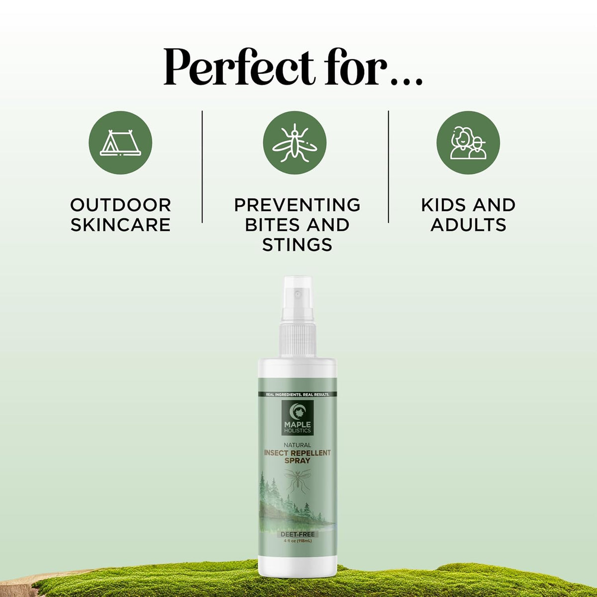 Natural Bug Repellent Spray for Body - DEET Free Bug Spray for Kids & Adults for Ticks Mosquitoes & Insects - Made with Citronella Rosemary & Lemongrass - Light Scent Vegan & Cruelty Free (8 Fl Oz)