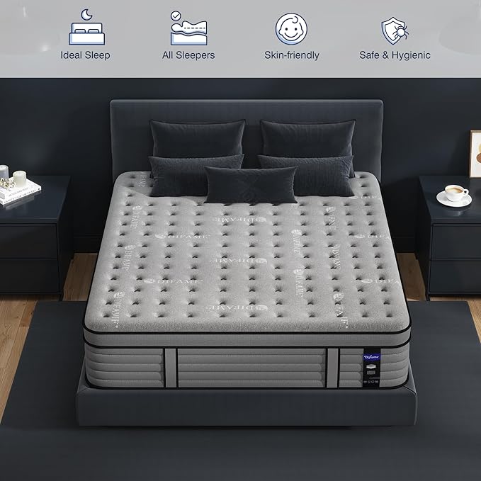 DIFAME Full Size Mattress, 11.7 Inch Firm Hybrid Full Mattress in a Box with Gel Memory Foam, Pressure & Back Pain Relief, Individually Pocket Spring, Edge Support, 100-Night Trial, CertiPUR-US