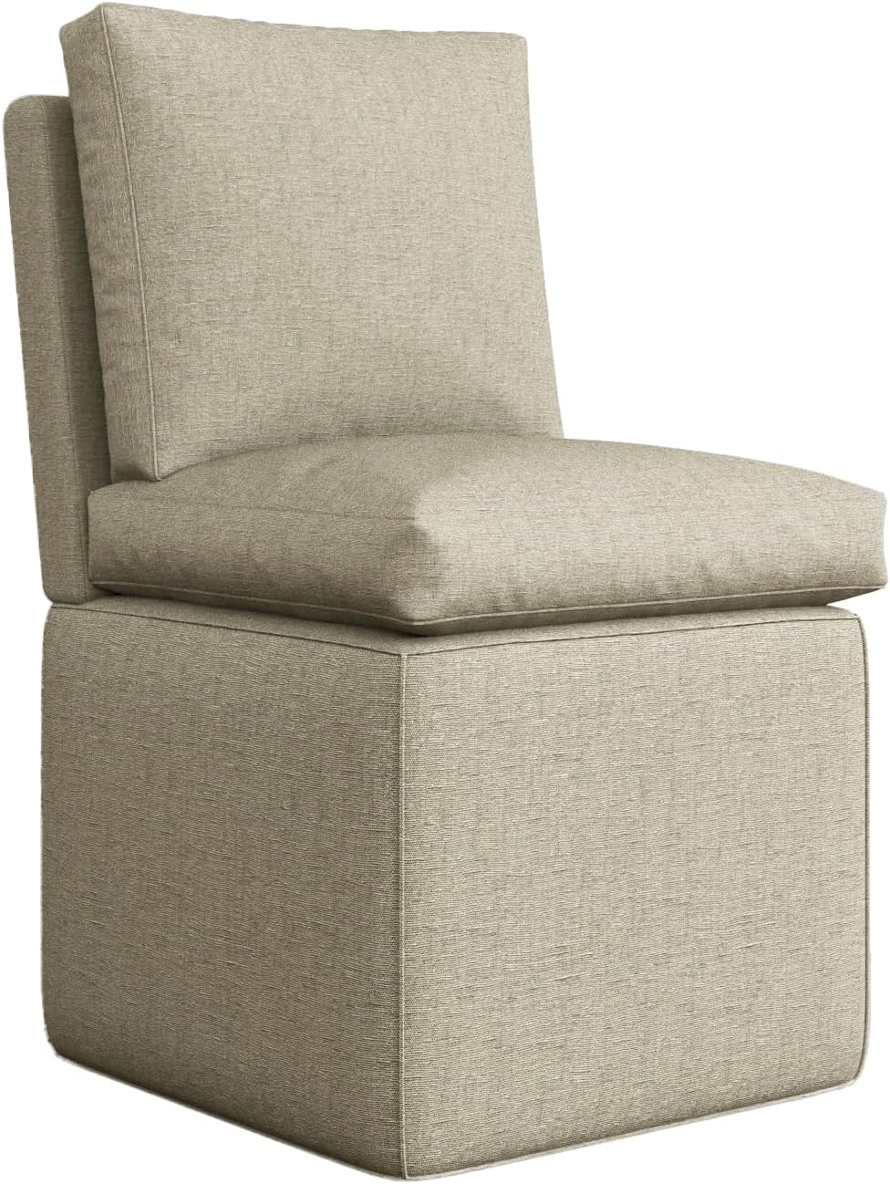 BLANKSPACE Upholstered Dining Chairs with Storage, Modern Linen Chairs with Casters, Armless Single Sofa Chair for Guest Seating, Bedroom, Reading Room(Grey)