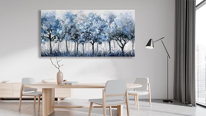 yearainn Abstract Forest Canvas Wall Art - Blue Trees Pictures Navy Botanical Painting Wall Decor Minimalist Modern Printing Artwork for Living Room Bedroom Home Office Decorations 20" x 40"