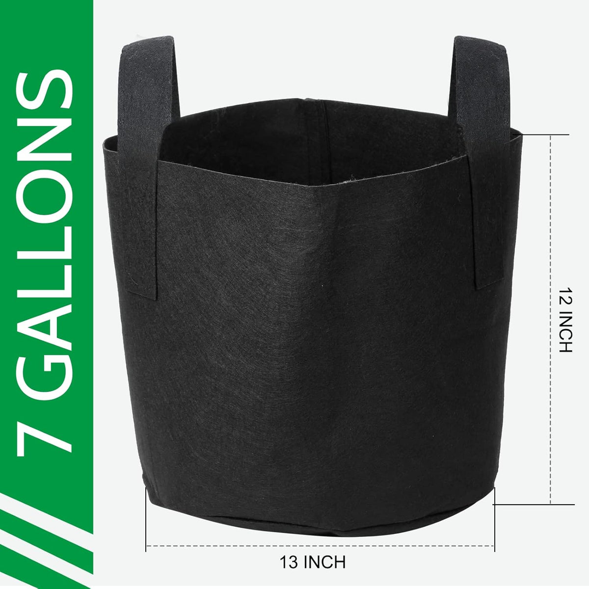 JERIA 12-Pack 7 Gallon, Vegetable/Flower/Plant Grow Bags, Aeration Fabric Pots with Handles (Black), Come with 12 Pcs Plant Labels
