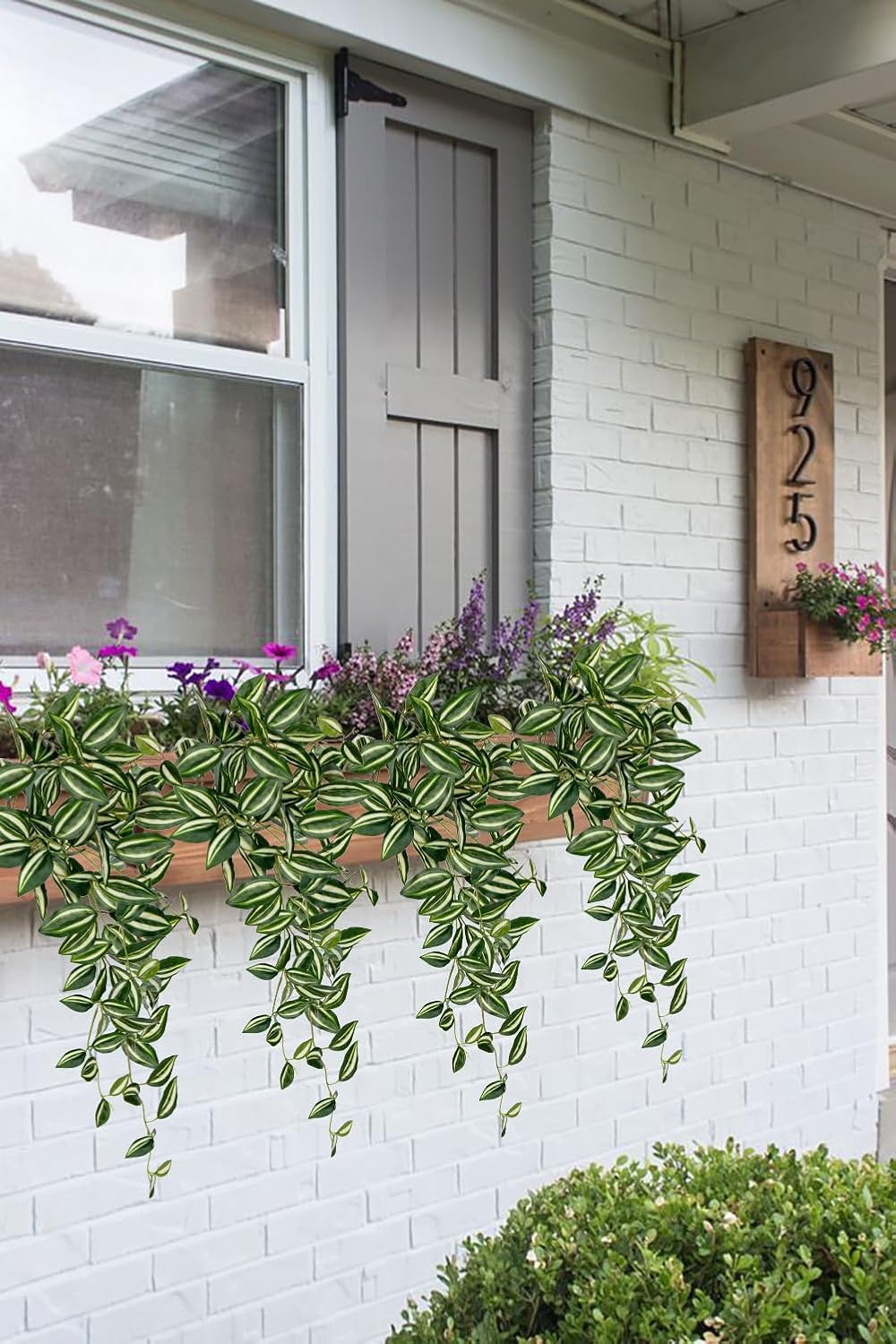 DILATATA Fake Hanging Plants Artificial Hanging Plants 26" Faux Wandering Jew Hanging Leaves Plants for Wall Shelf Home Indoor Outdoor Decor - 2 Pack