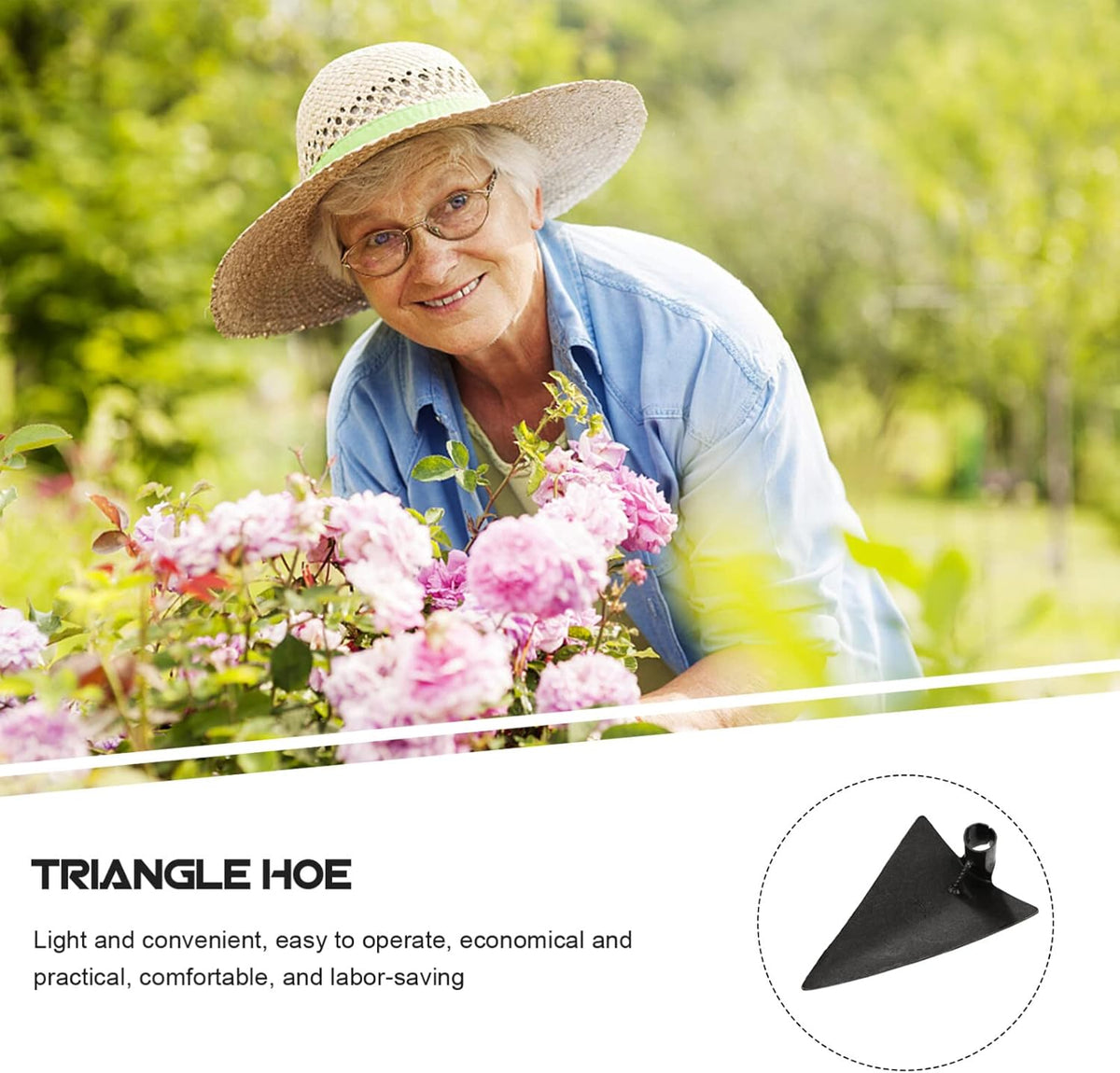 DOITOOL Triangle Hoe Steel Garden Digging Hoe for Weeding Planting Digging Soil, Gardening Hoe Hand Held Digging Hoe Garden Tool, 27X20cm (Silver Gray)