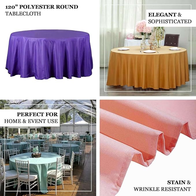 Efavormart Round Tablecloth, 120 Inch Stain & Wrinkle Resistant Washable Table Cloth, Decorative Polyester Fabric Table Cover for Banquet, Wedding, Dining - Peacock Teal