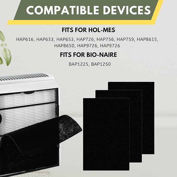 Nispira Carbon Pre Filters Replacement Compatible with Holmes HAPF600DM-U2 HAPF600 HEPA Filter. Replaces Part HAPF60, Filter C, 4 Pack