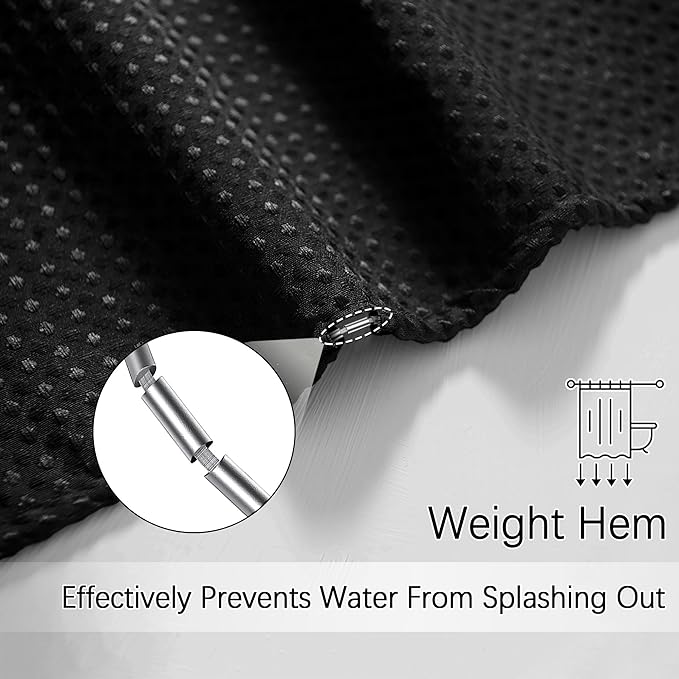 84 inch Long Waffle Textured Fabric Shower Curtains, 256GSM Heavy Duty Weighted Shower Curtains, Hotel Quality Luxury Polyester Bathroom Curtain with 12 Hooks, 72Wx84H