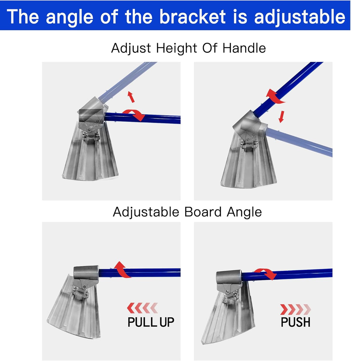 Bull Float Aluminum Magnesium Alloy Concrete Float 48"x8" Round End Board Kit trowel Tool Cement Tools Float Bracket Concrete Tools Finishing With 48" Handle x4 VOYAR