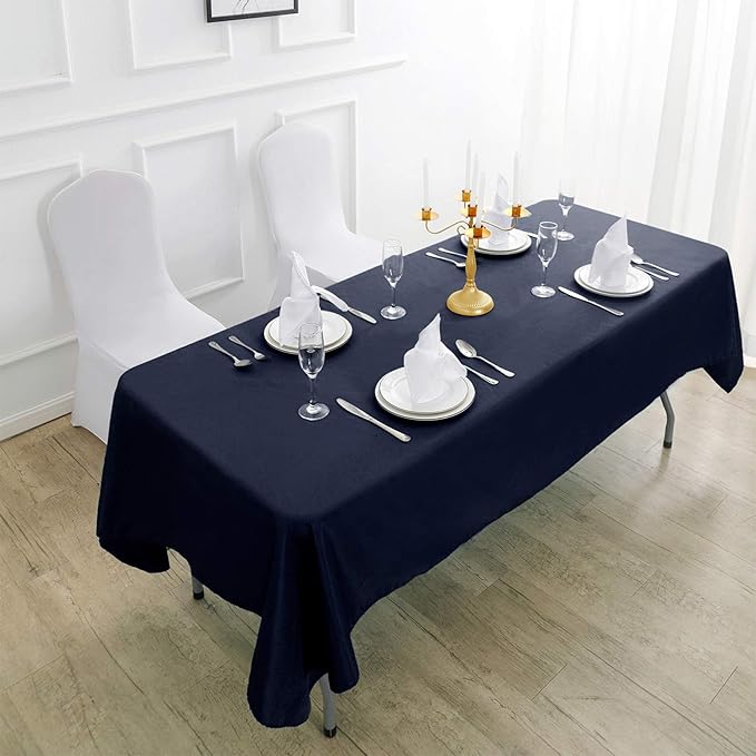 Rectangle Tablecloth 60x120 inch Washable Polyester Fabric Table Cloth for Wedding Party Dining Banquet Decoration(60x120, Navy)