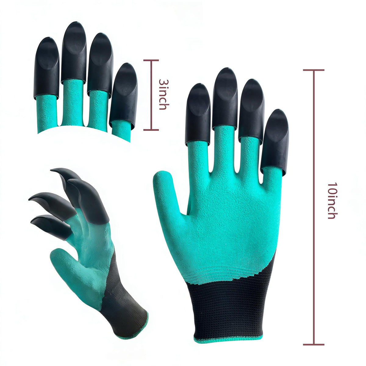 Teikou Gardening Gloves with Claw, Waterproof, Universal Fit,(Green)