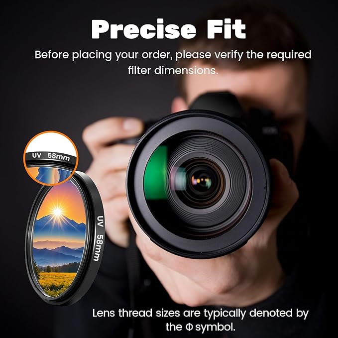 Universal 82mm 3 Piece Lens Filter Kit with Storage Case, Multi-Coated Optical Glass UV Protection Filter + CPL Polarizer + FLD Fluorescent Filters Set with Aluminum Alloy Frame