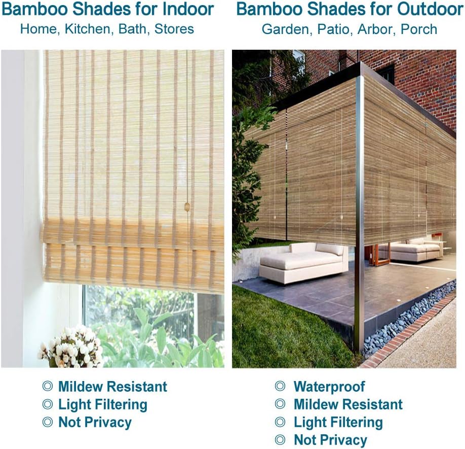 LETAU Wood Window Roman Shades, Bamboo Light Filtering Window Blinds for Indoor Home, Office, Kitchen, Pattern 4