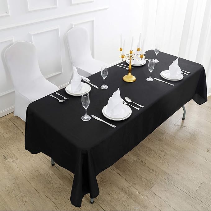 Rectangle Tablecloth 60x84 inch Washable Polyester Fabric Table Cloth for Wedding Party Dining Banquet Decoration(60x84, Black)