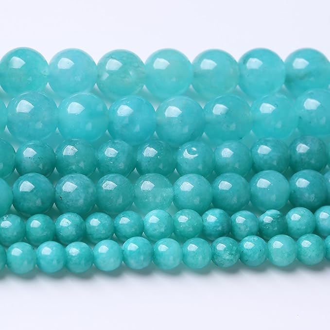 Blue Jade Stone Beads Gemstone Round Crystal Energy Jade Beads Stone Beads for Jewelry Making DIY Bracelet Necklace Jewelry Making 1 Strand 15.5inch 60PCS 6MM