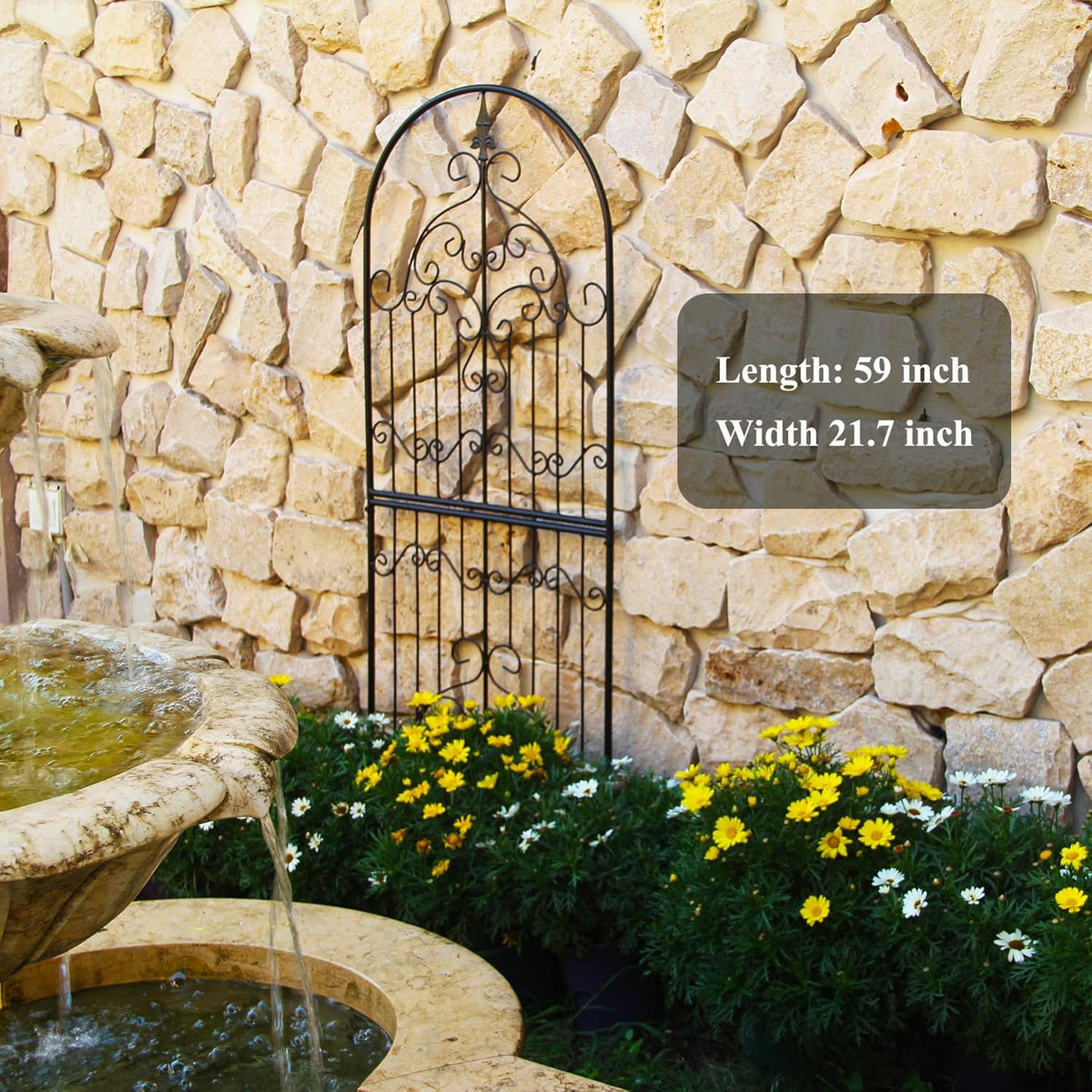 Trellis for Climbing Plants 59" H x 21.6" W Metal Unique Design Decorative Garden Structure Weather-Resistant Trellises Outdoor Decor Flowers Roses Vine Ivy Clematis
