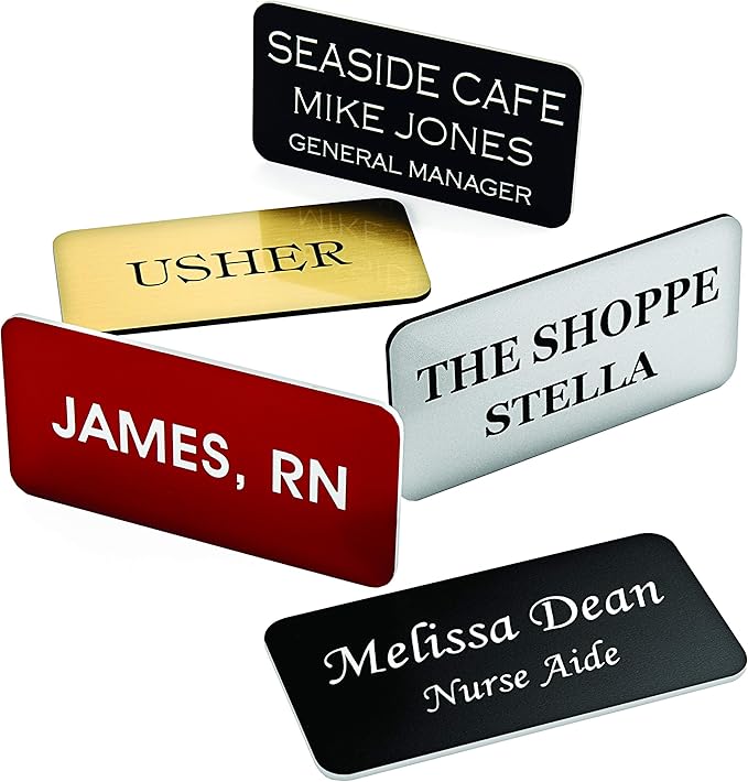 Custom Engraved Name Tag Badges – Personalized Identification with Pin or Magnetic Backing, 1.5 Inch x 3 Inches, Yellow/Black
