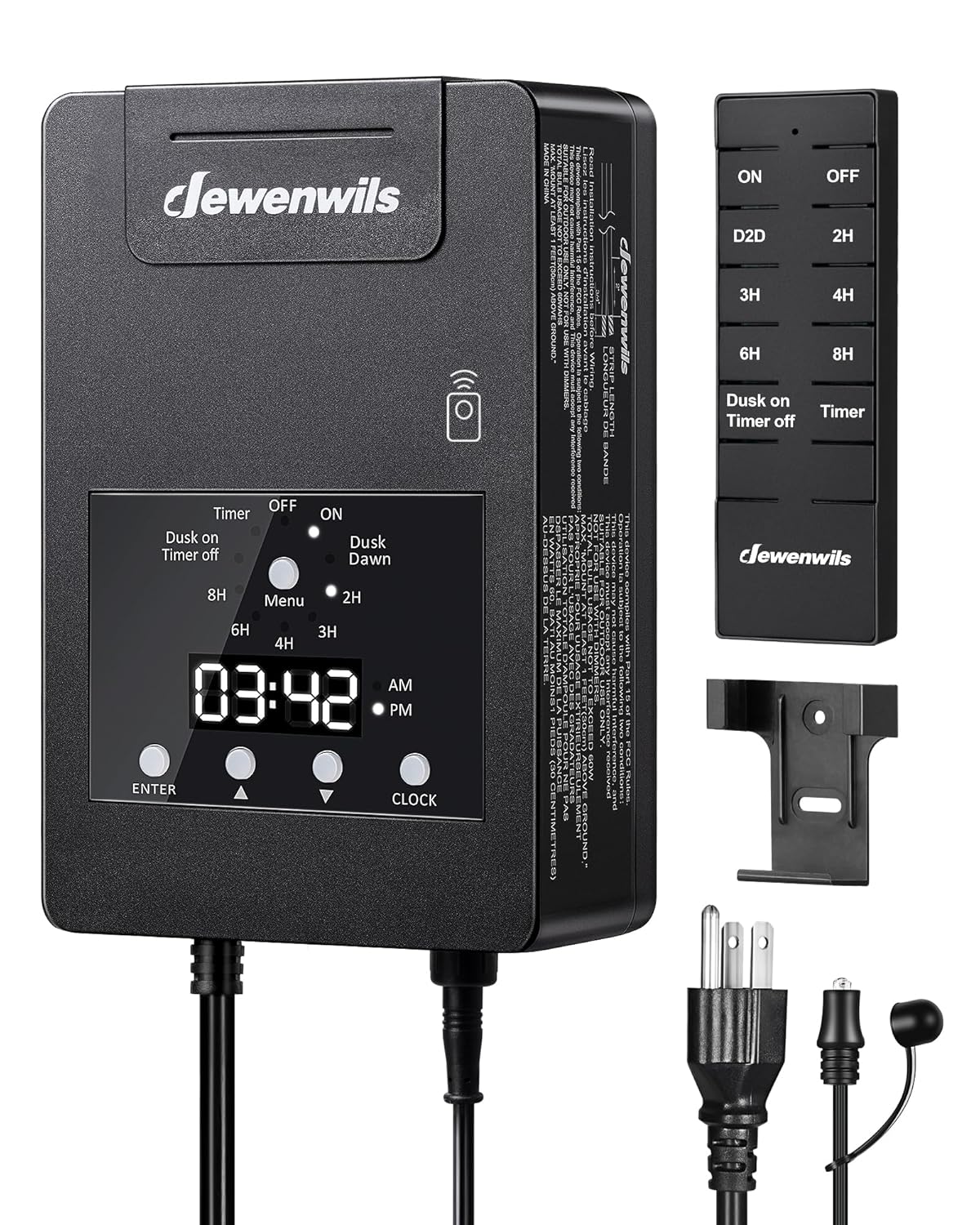 DEWENWILS 120W Low Voltage Landscape Transformer with Remote Control, 120V AC to 12V DC, Low Voltage Transformers with Photocell & Timer, Landscape Lighting Transformer for Garden Light Spotlight