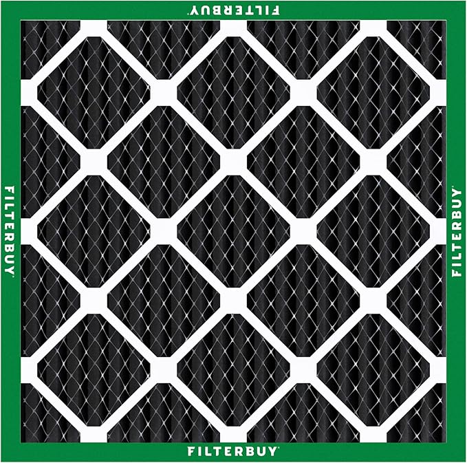 Filterbuy 24x24x1 Air Filter MERV 10 Odor & Allergy Defense with Activated Carbon (3-Pack), Electrostatic Pleated HVAC AC Furnace Filters Replacement, Made in USA (Actual Size: 23.38 x 23.38 x 0.75)