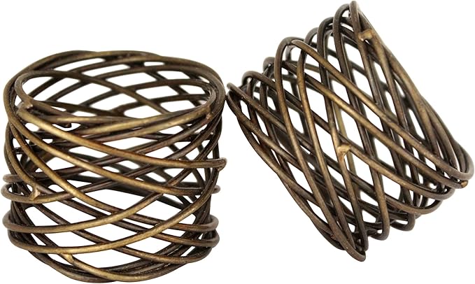 Handmade Round Mesh Napkin Rings Holder for Dinning Table Parties Everyday, Set of 12