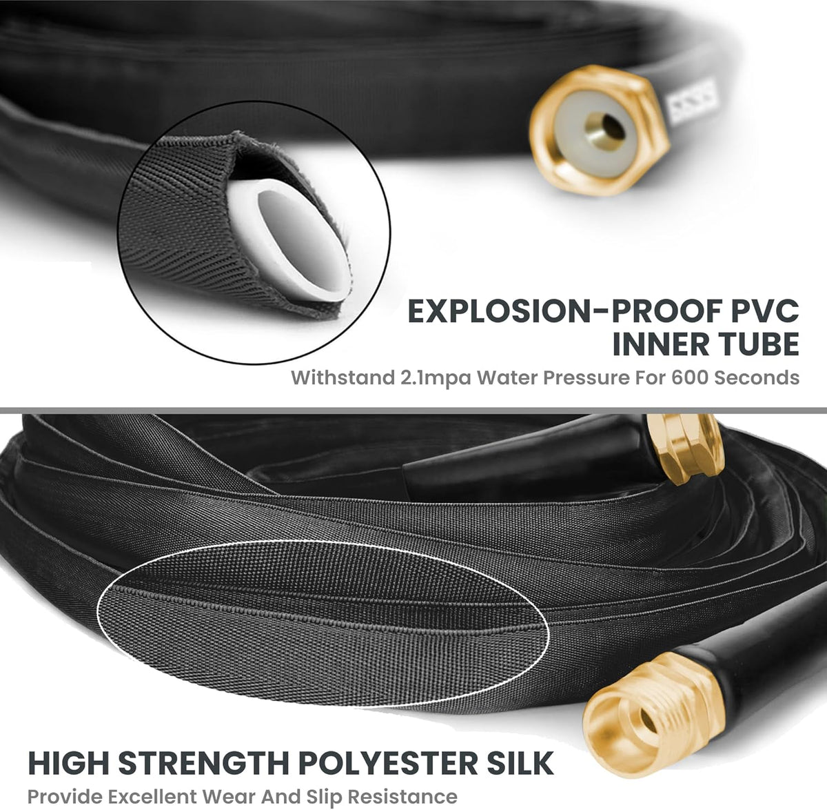 Giraffe Tools Garden Hose 50FT Lightweight Lay Flat Water Hose Kink Free Flexible Hose with 9 Spray Function Nozzle, Black
