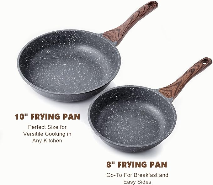 SENSARTE Nonstick Frying Pan Skillet, Swiss Granite Coating Omelette Pan, Healthy Stone Cookware Chef's Pan, PFOA Free (8/9.5/10/11/12.5 Inch) (10 Inch)