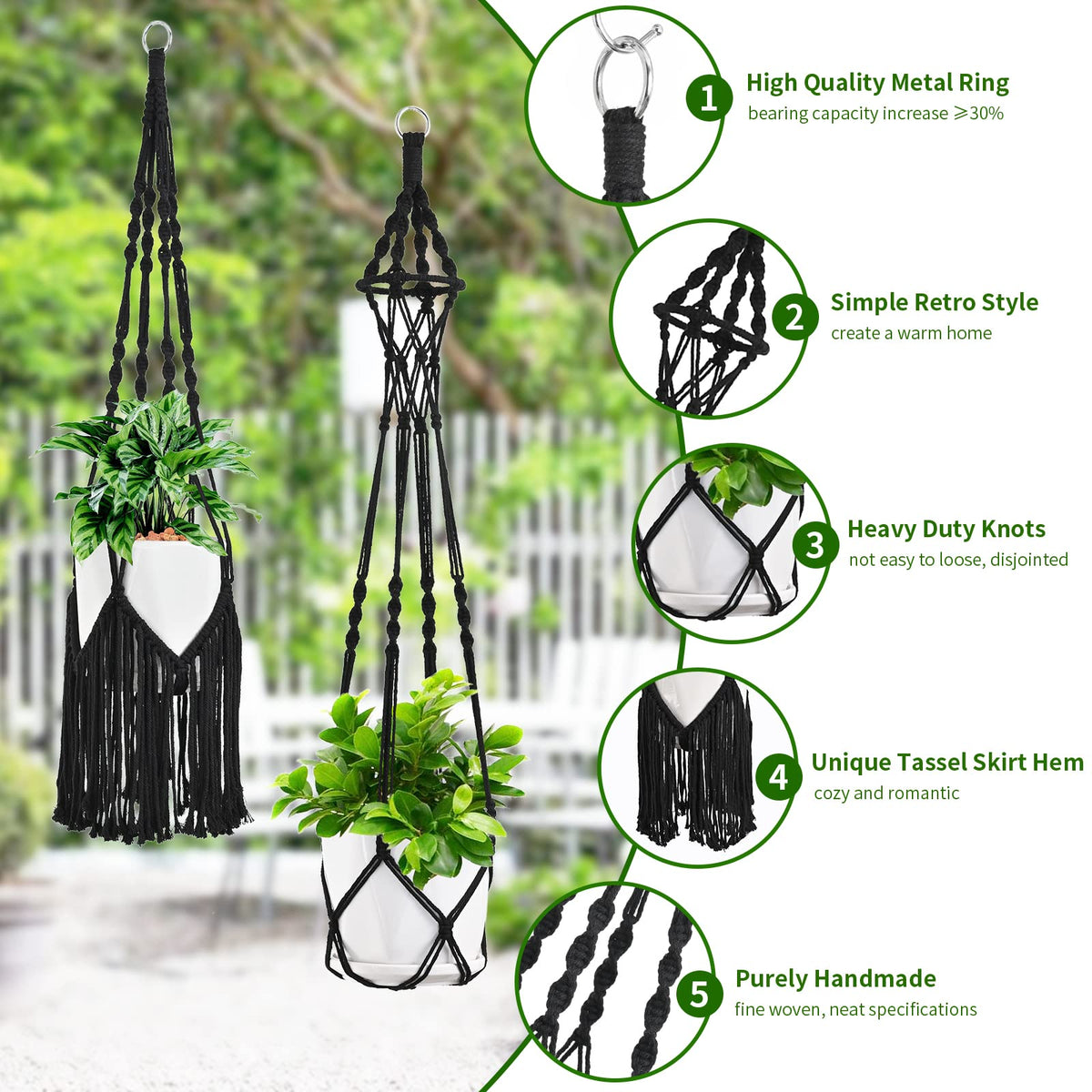 SFENNGPET Macrame Plant Hangers, 6Pack Hanging Planters for Indoor Plants