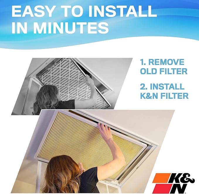 K&N 20x25x1 Air Filter, Merv 11, Washable Air Filter, the Last Furnace Filter You Will Ever Buy, Breathe Safely at Home or in the Office (Actual Dimensions .8 x 24.6 x 19.6 inches,1 Count (Pack of 1)