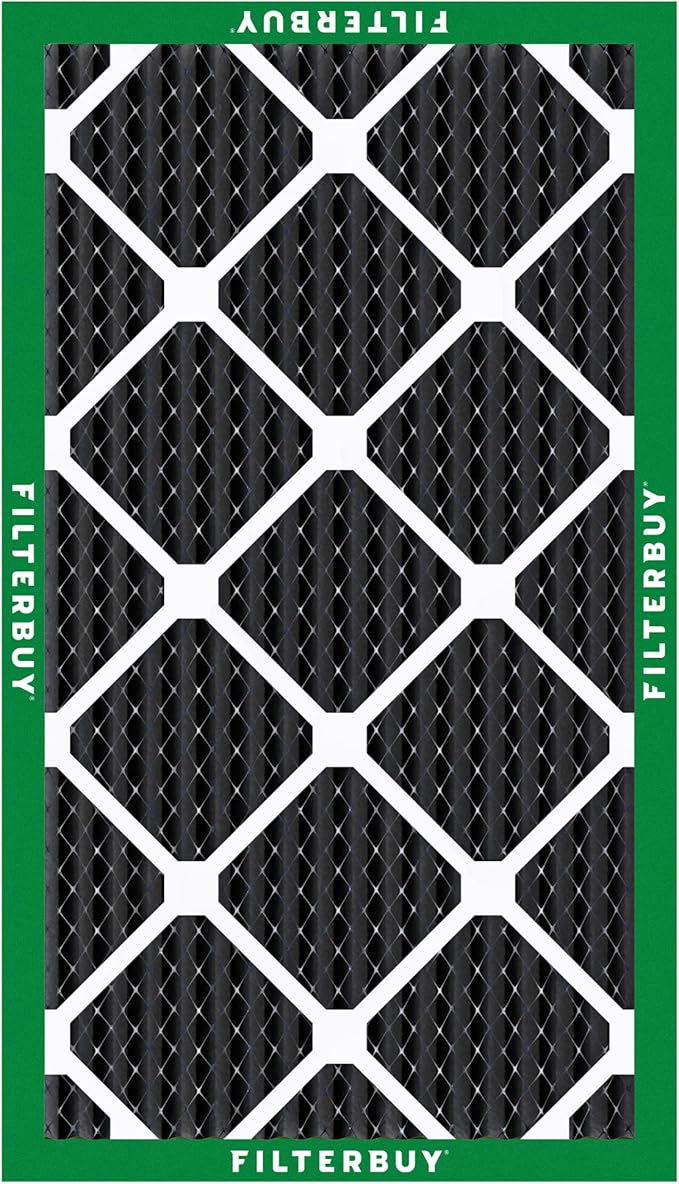 Filterbuy 18x30x1 Air Filter MERV 10 Odor & Allergy Defense with Activated Carbon (4-Pack), Electrostatic Pleated HVAC AC Furnace Filters Replacement, Made in USA (Actual Size: 17.75 x 29.75 x 0.75)