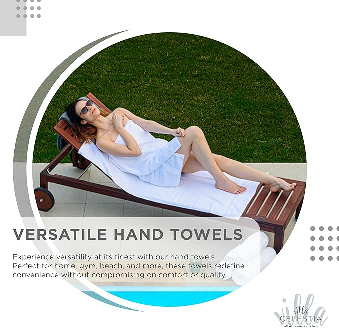 100% Cotton Hand Towel Set of 4, (16 x 28 inches) Sustainable, Soft, Highly Absorbent, Quick Drying, Combed Cotton Hand Towels Pack of 4 Ideal for Hotels, Spa, Bathroom, Dorm, White