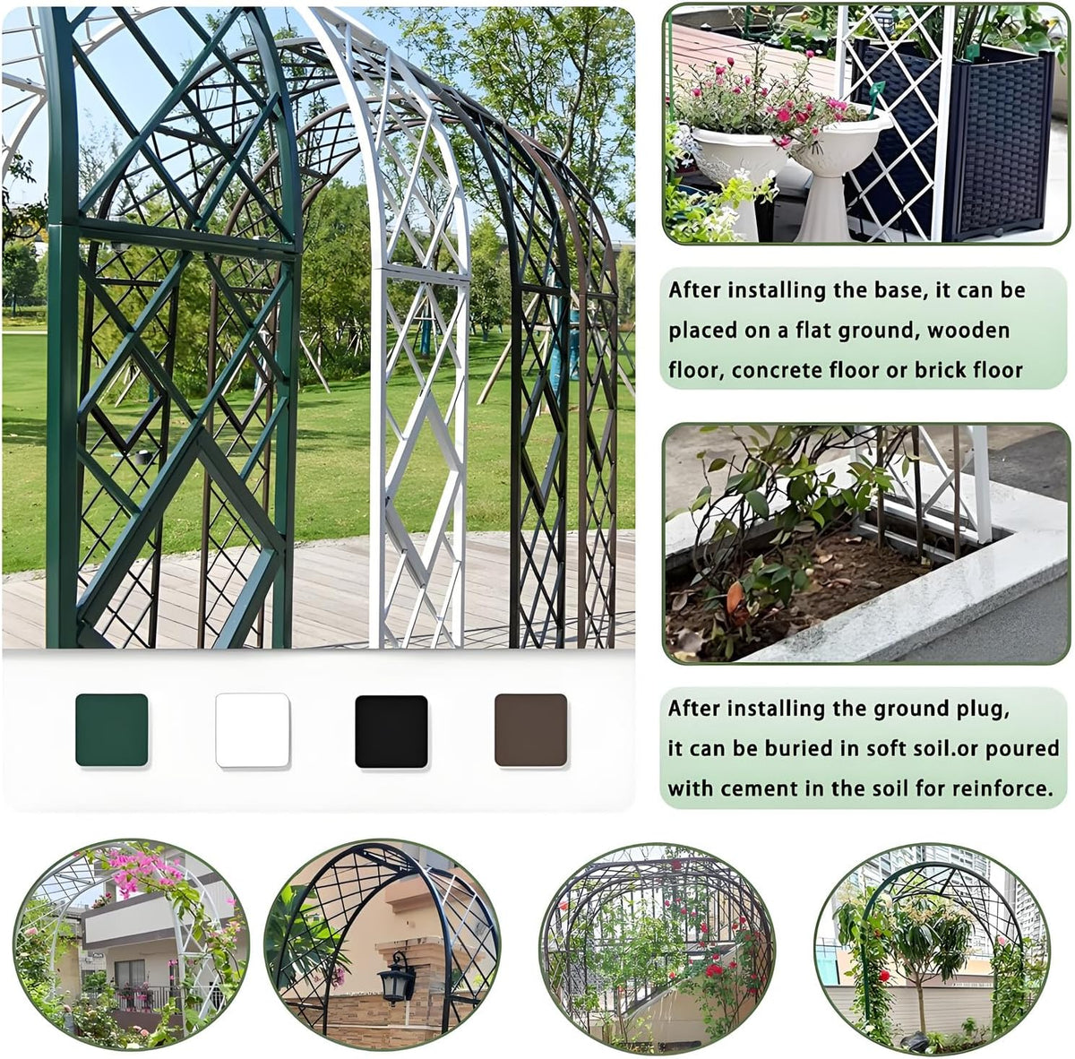 Heavy Duty Garden Arch Trellis, Wide Outdoor Metal Arbor Trellis Arch for Climbing Plants, Sturdy Garden Arbors for Wedding, Ceremony, Party, Lawn Décor White 102.4''*15.7''*90.6''