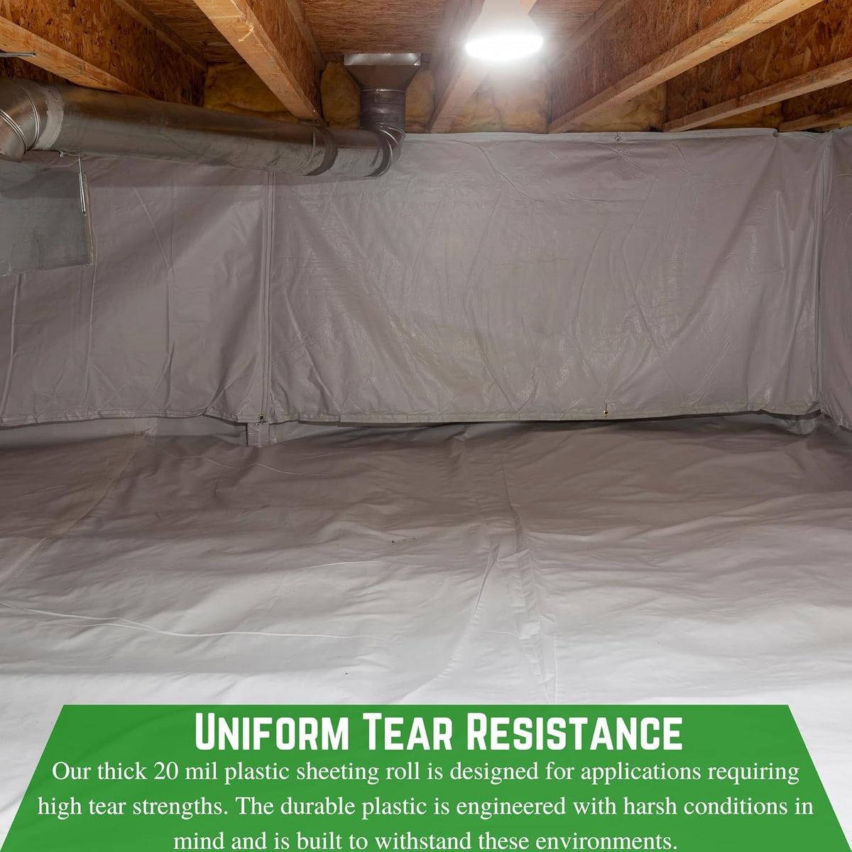 Farm Plastic Supply Crawl Space Vapor Barrier, 20 mil - Thick Plastic Sheeting, Drop Cloth Moisture Barrier for Crawl Space Encapsulation, Heavy Duty Polyethylene, Black & White Panda Film (18' x 25')