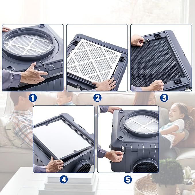 Air Scrubber Active Carbon Filters Compatible with Mounto, BlueDri, VEVOR and Dri-Eaz Air Purifier, Compatible with Part HEPA500 & BD-AS-550 & F301H, 16'' x 16'' x 1'' inches(3 Pack)