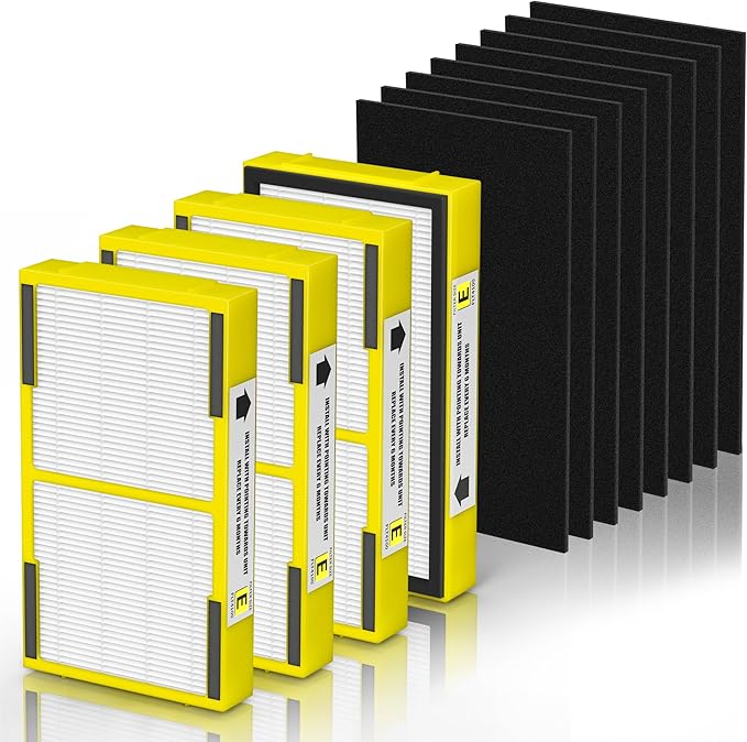 4 Pack FLT4100 HEPA Replacement Filter Size E Compatible With Guardian Technologies model AC4100 AC4100CA AC4150BLCA AC4150PCA AC4150P AC4175W Purifier, Part # FLT4100 / FLT11CB4 / Filter E